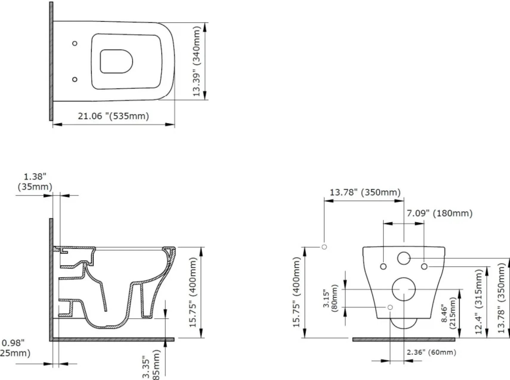 BOCCHI Firenze Wall-Hung Toilet Bowl in Biscuit, 1304-014-0129