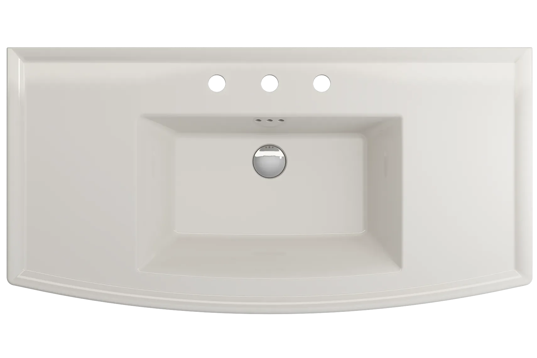 BOCCHI Lavita 40" Rectangle Wallmount Fireclay Bathroom Sink, Biscuit, 3 Faucet Hole, 1168-014-0127