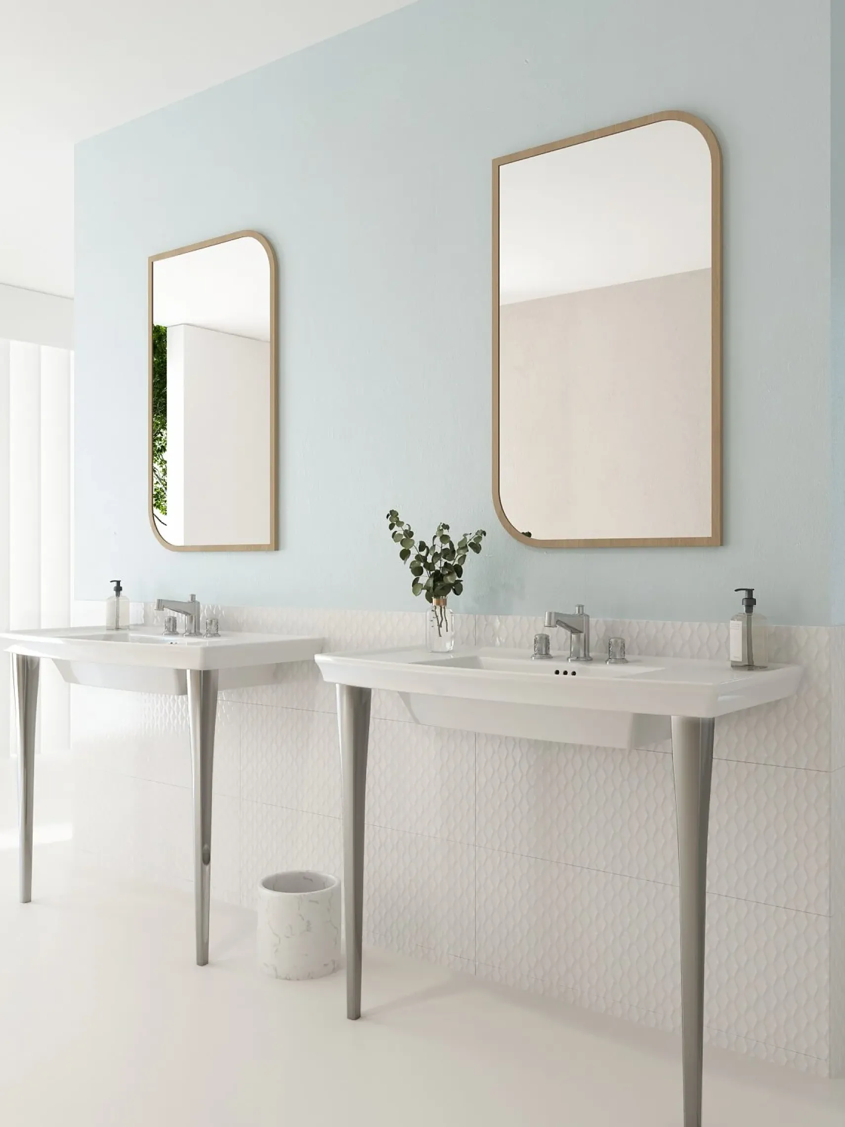 BOCCHI Lavita 40" Rectangle Wallmount Fireclay Bathroom Sink, Biscuit, 3 Faucet Hole, 1168-014-0127