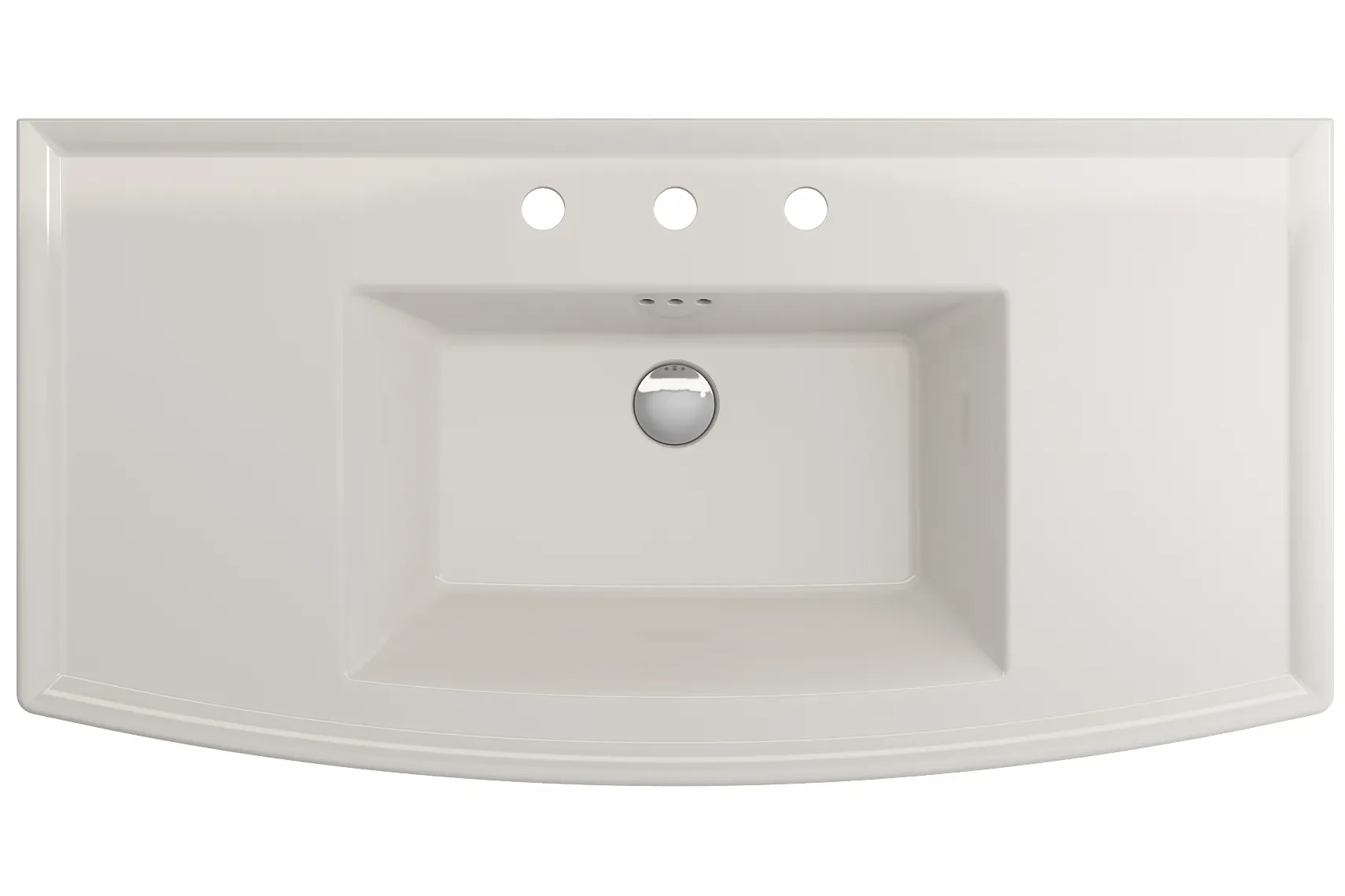 BOCCHI Lavita 40" Rectangle Wallmount Fireclay Bathroom Sink, Biscuit, 3 Faucet Hole, 1168-014-0127