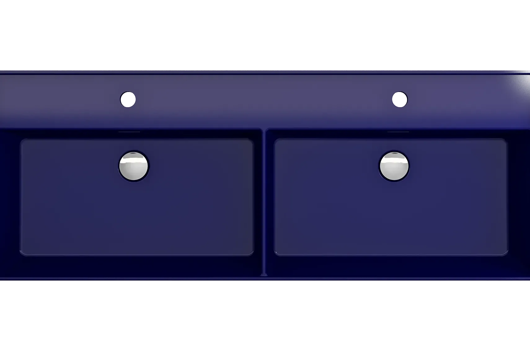 BOCCHI Milano 48" Rectangle Wallmount Fireclay Bathroom Sink, Double Basin, Sapphire Blue, Single Faucet Hole, 1393-010-0132
