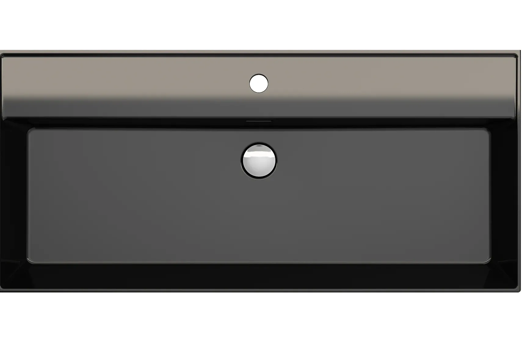 BOCCHI Milano 40" Rectangle Wallmount Fireclay Bathroom Sink, Black, Single Faucet Hole, 1378-005-0126