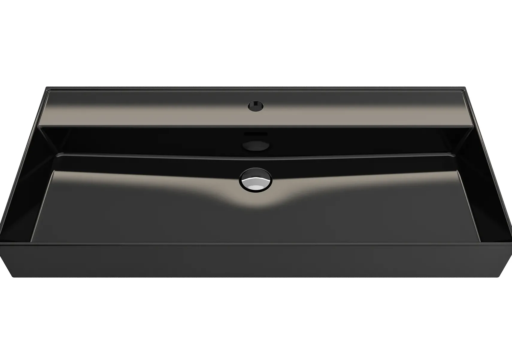 BOCCHI Milano 40" Rectangle Wallmount Fireclay Bathroom Sink, Black, Single Faucet Hole, 1378-005-0126