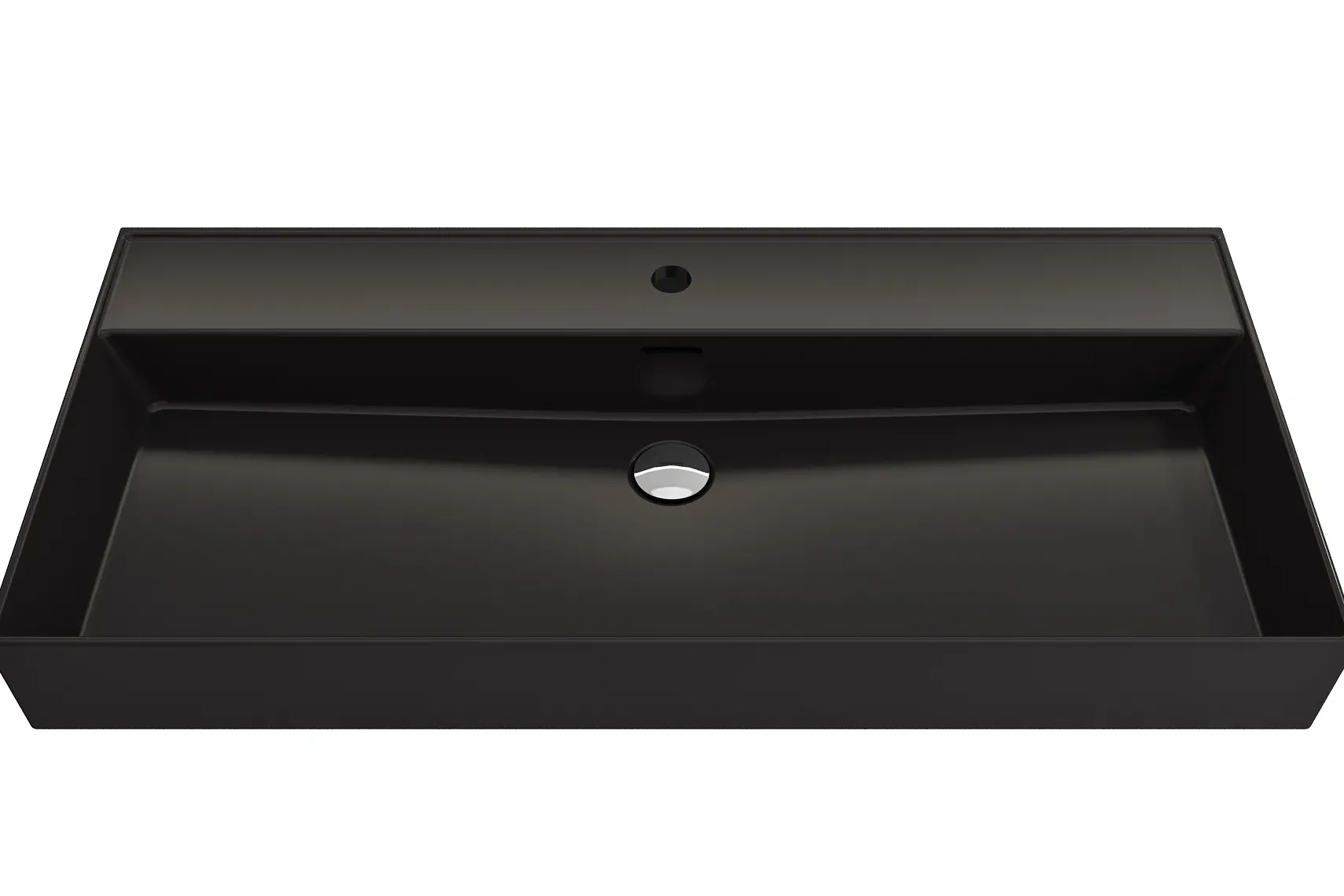 BOCCHI Milano 40" Rectangle Wallmount Fireclay Bathroom Sink, Matte Black, Single Faucet Hole, 1378-004-0126