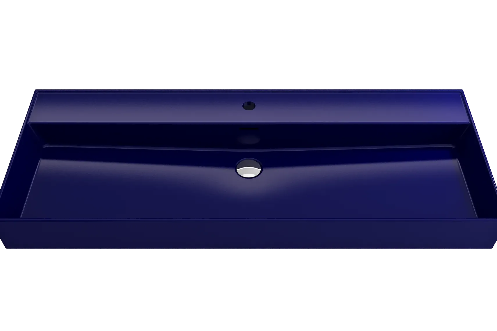 BOCCHI Milano 48" Rectangle Wallmount Fireclay Bathroom Sink, Sapphire Blue, Single Faucet Hole, 1394-010-0126