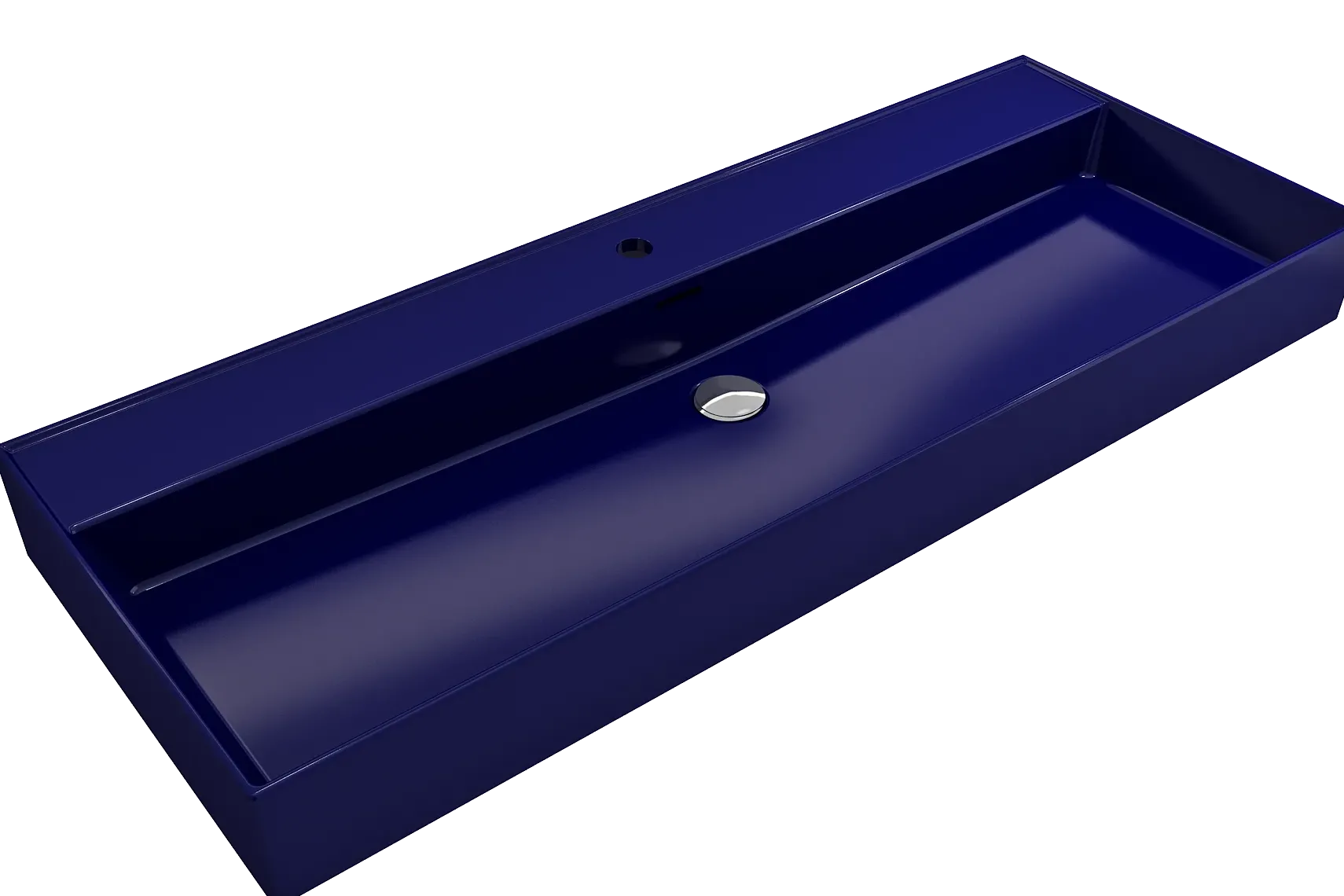 BOCCHI Milano 48" Rectangle Wallmount Fireclay Bathroom Sink, Sapphire Blue, Single Faucet Hole, 1394-010-0126