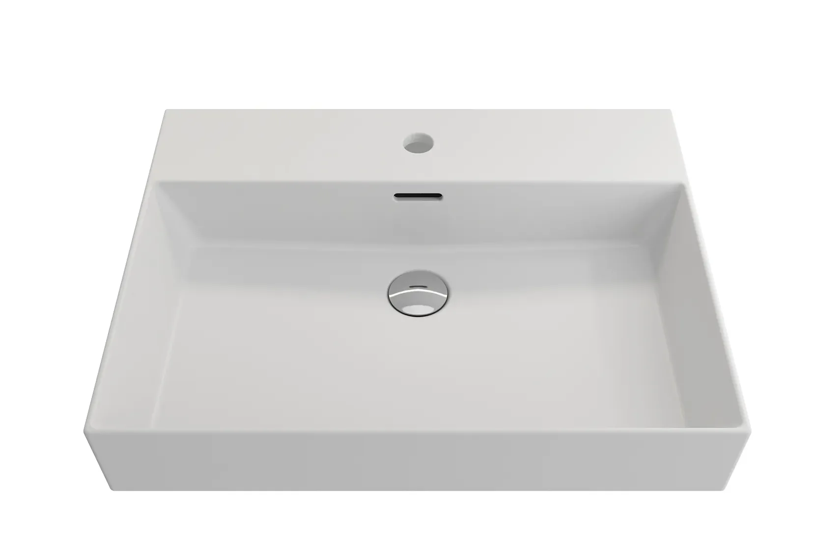 BOCCHI Milano 24" Rectangle Wallmount Fireclay Bathroom Sink, Matte White, Single Faucet Hole, 1376-002-0126