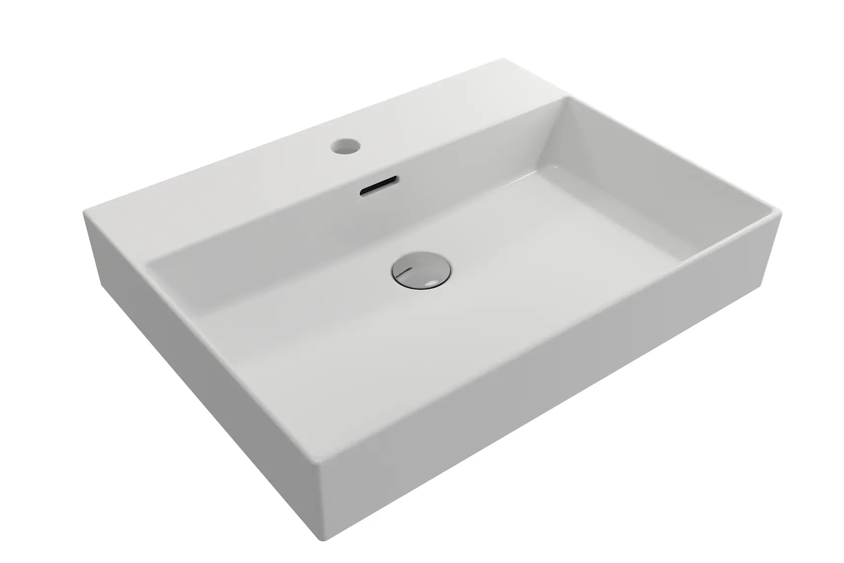 BOCCHI Milano 24" Rectangle Wallmount Fireclay Bathroom Sink, Matte White, Single Faucet Hole, 1376-002-0126