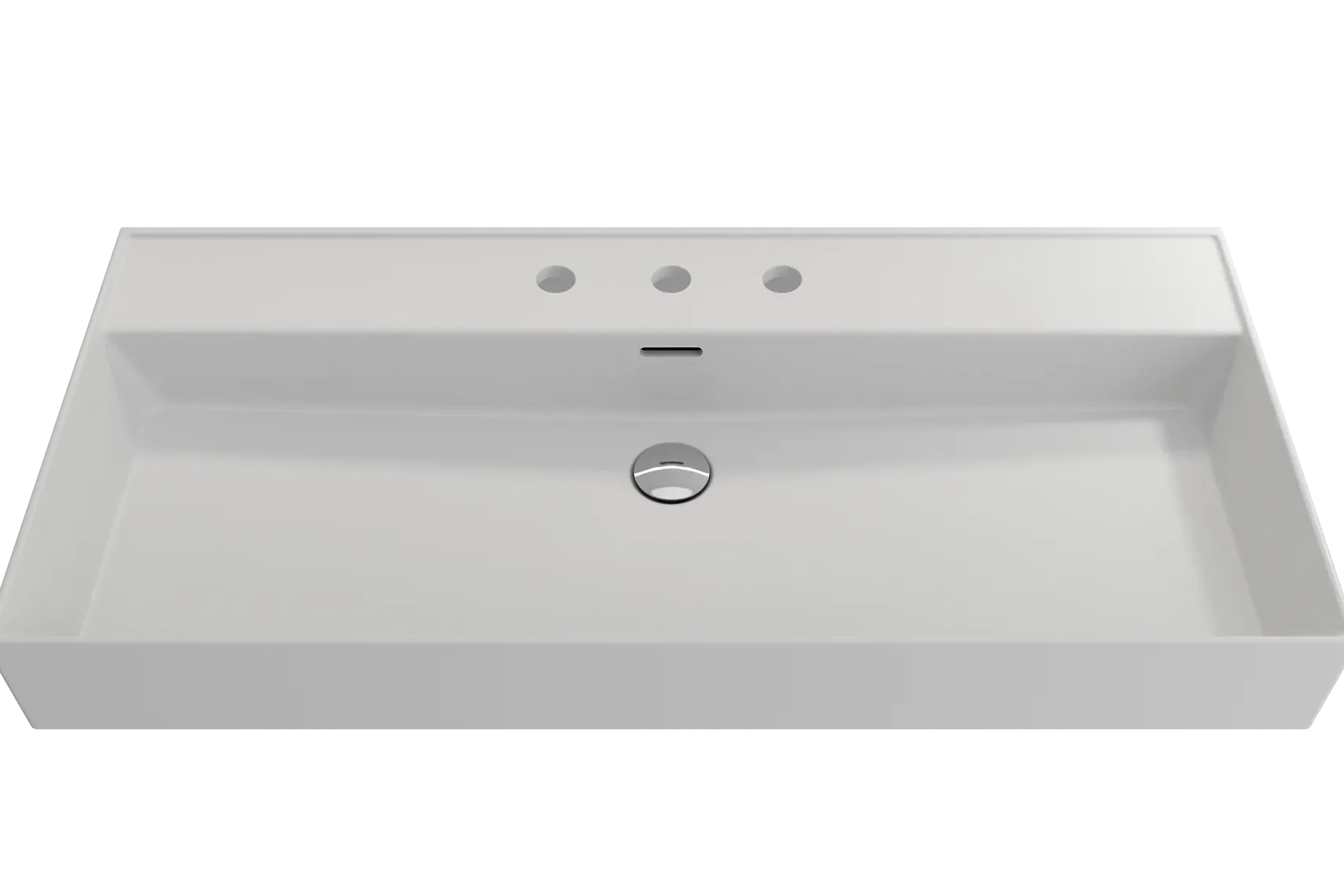 BOCCHI Milano 40" Rectangle Wallmount Fireclay Bathroom Sink, Matte White, 3 Faucet Hole, 1378-002-0127