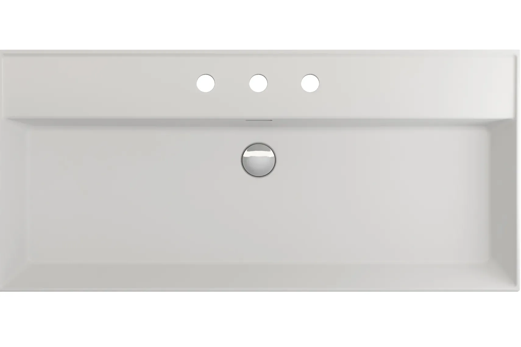 BOCCHI Milano 40" Rectangle Wallmount Fireclay Bathroom Sink, Matte White, 3 Faucet Hole, 1378-002-0127