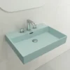 BOCCHI Milano 24" Rectangle Wallmount Fireclay Bathroom Sink, Matte Ice Blue, 3 Faucet Hole, 1376-029-0127