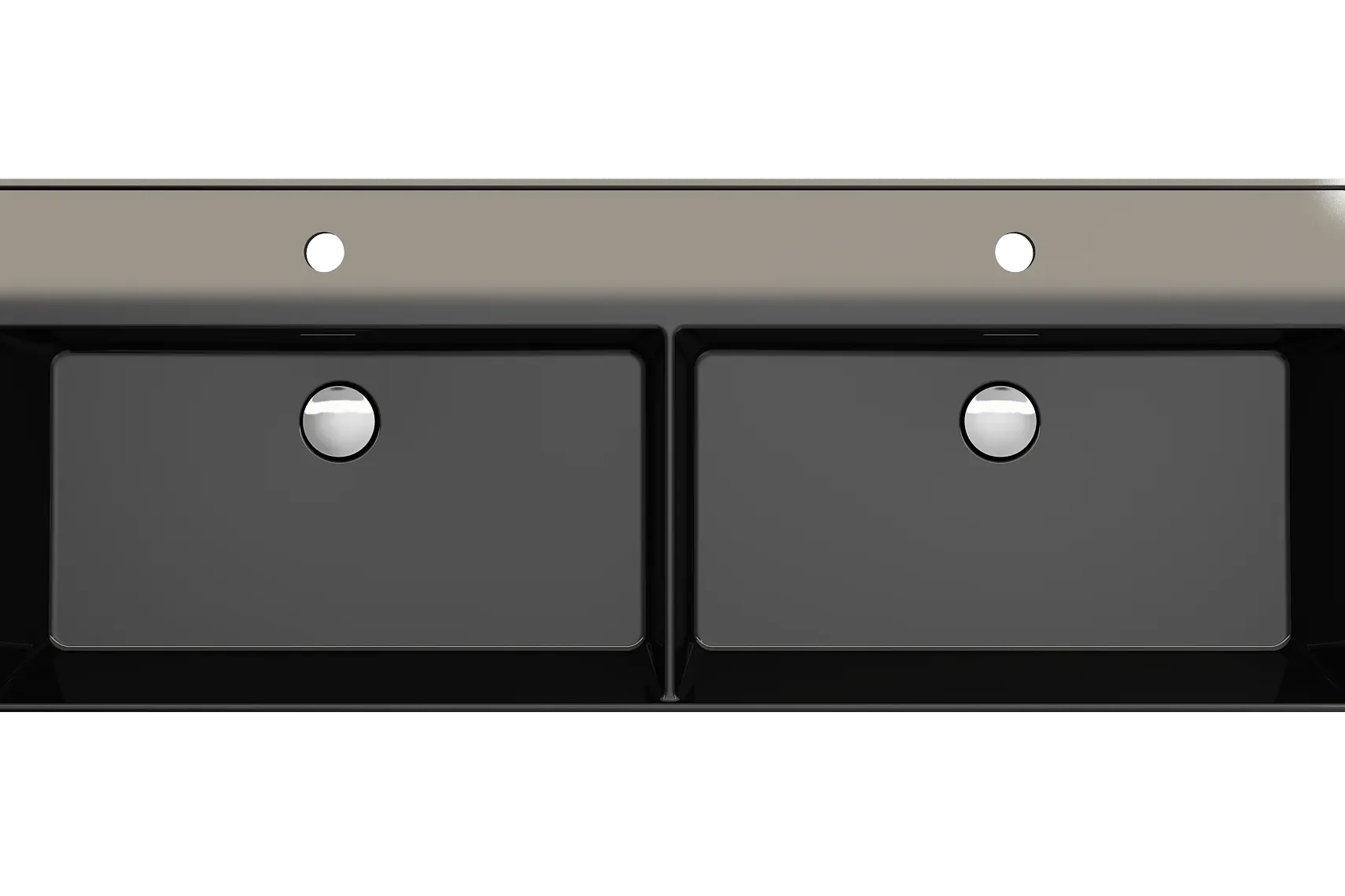 BOCCHI Milano 48" Rectangle Wallmount Fireclay Bathroom Sink, Double Basin, Black, Single Faucet Hole, 1393-005-0132