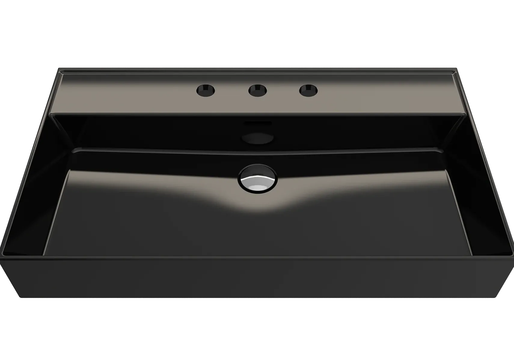 BOCCHI Milano 32" Rectangle Wallmount Fireclay Bathroom Sink, Black, 3 Faucet Hole, 1377-005-0127