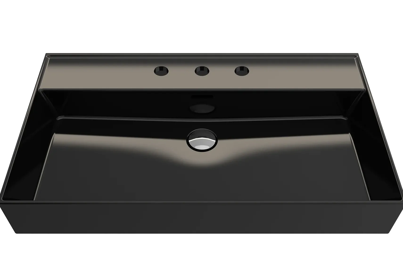 BOCCHI Milano 32" Rectangle Wallmount Fireclay Bathroom Sink, Black, 3 Faucet Hole, 1377-005-0127