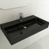 BOCCHI Milano 32" Rectangle Wallmount Fireclay Bathroom Sink, Black, Single Faucet Hole, 1377-005-0126