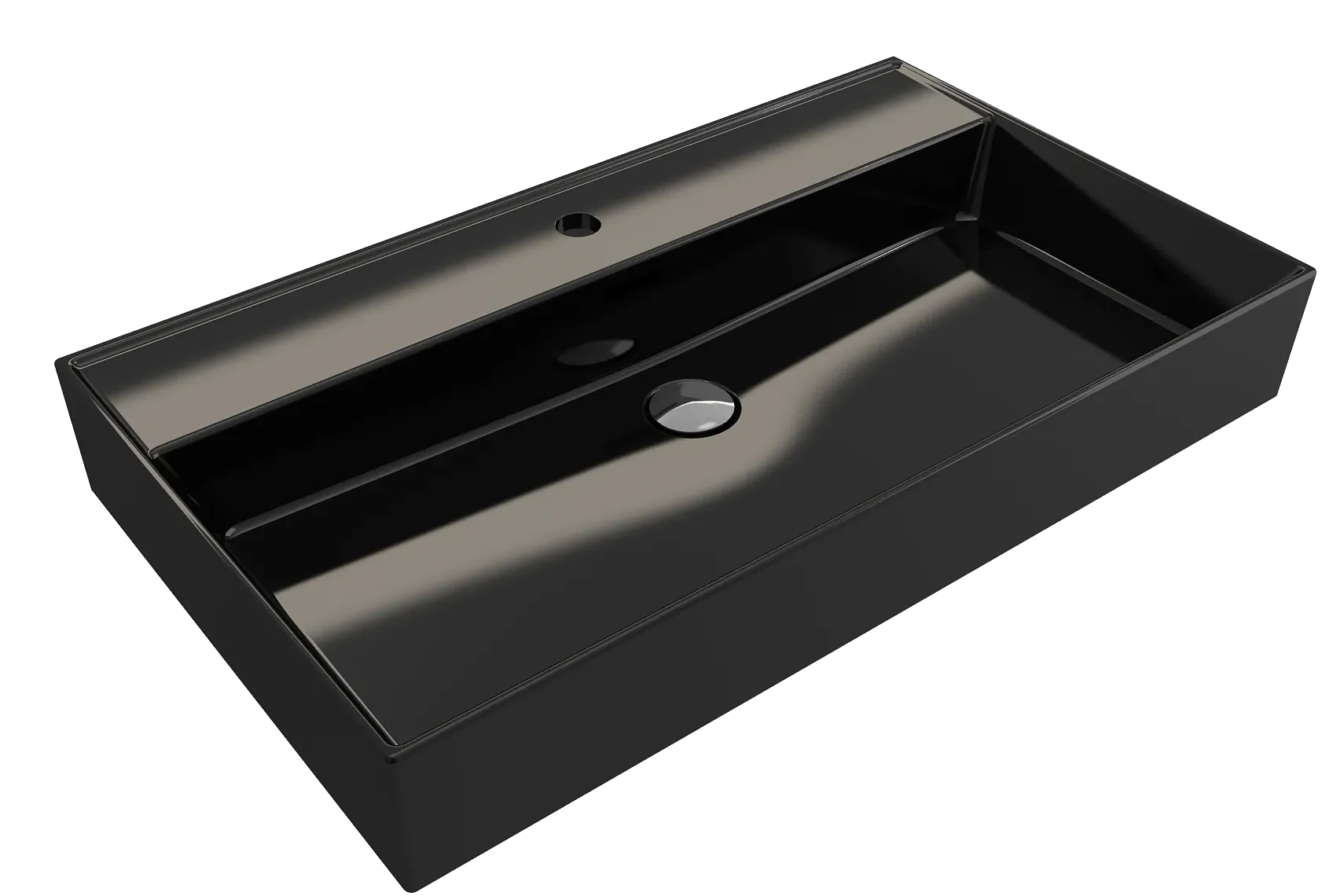 BOCCHI Milano 32" Rectangle Wallmount Fireclay Bathroom Sink, Black, Single Faucet Hole, 1377-005-0126