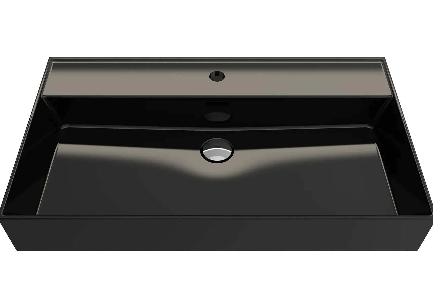BOCCHI Milano 32" Rectangle Wallmount Fireclay Bathroom Sink, Black, Single Faucet Hole, 1377-005-0126