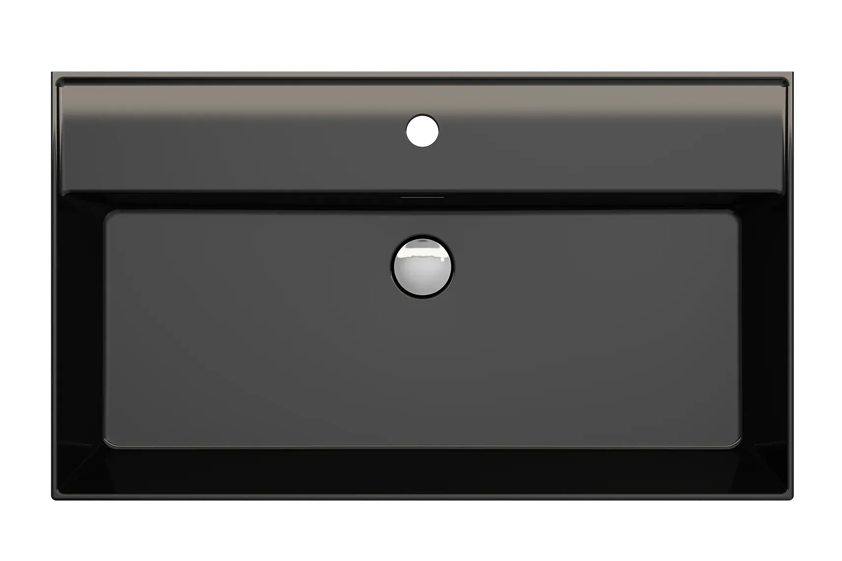 BOCCHI Milano 32" Rectangle Wallmount Fireclay Bathroom Sink, Black, Single Faucet Hole, 1377-005-0126