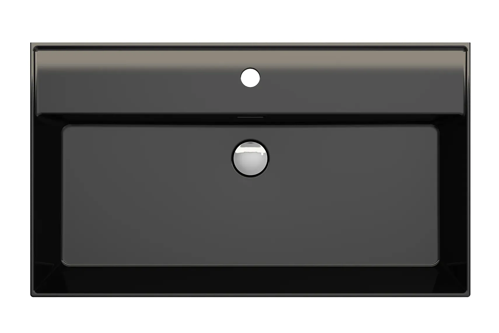 BOCCHI Milano 32" Rectangle Wallmount Fireclay Bathroom Sink, Black, Single Faucet Hole, 1377-005-0126