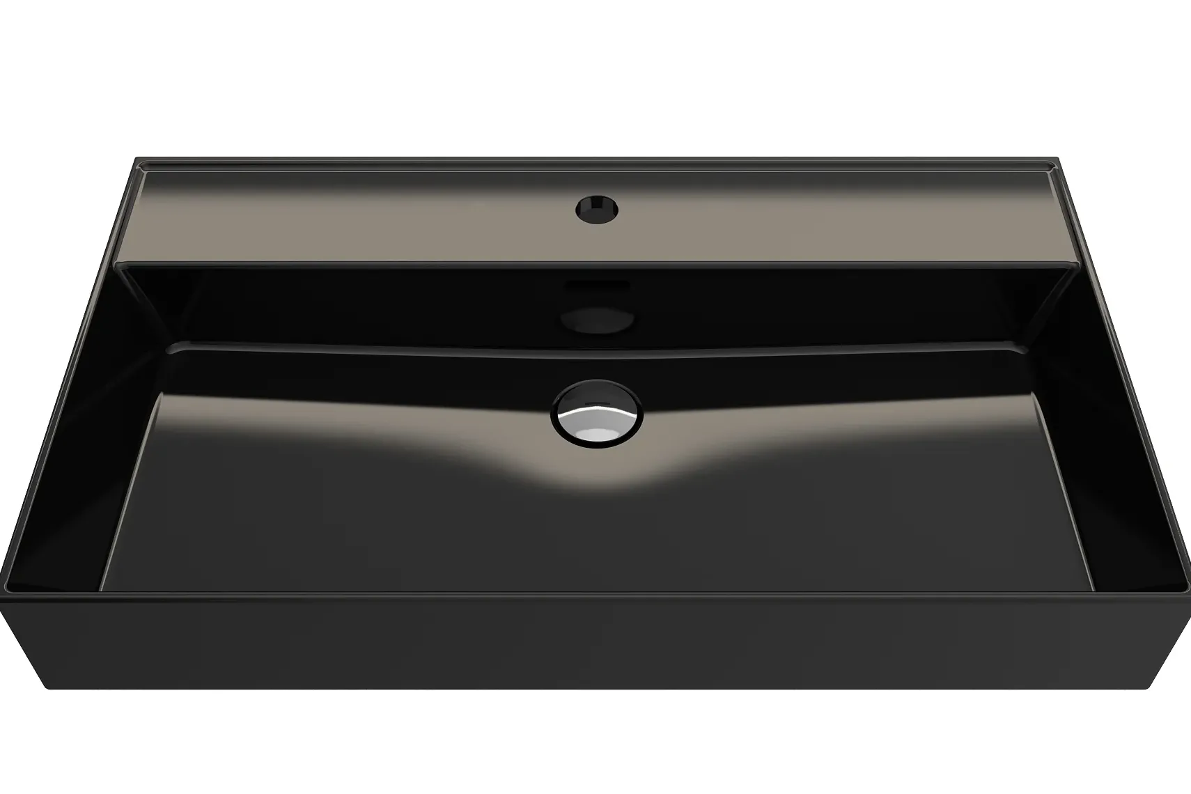 BOCCHI Milano 32" Rectangle Wallmount Fireclay Bathroom Sink, Black, Single Faucet Hole, 1377-005-0126