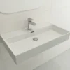 BOCCHI Milano 32" Rectangle Wallmount Fireclay Bathroom Sink, Matte White, Single Faucet Hole, 1377-002-0126