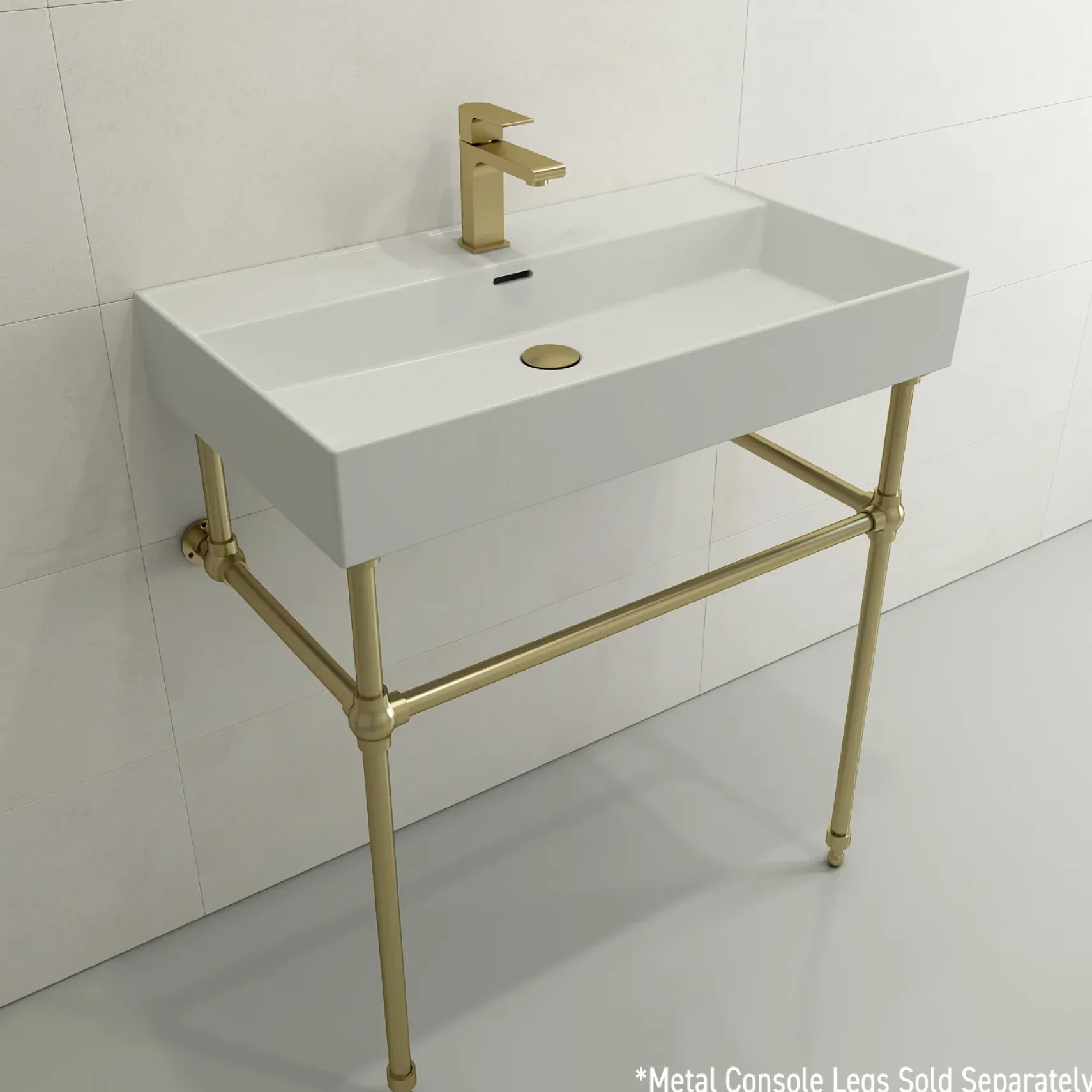 BOCCHI Milano 32" Rectangle Wallmount Fireclay Bathroom Sink, Matte White, Single Faucet Hole, 1377-002-0126