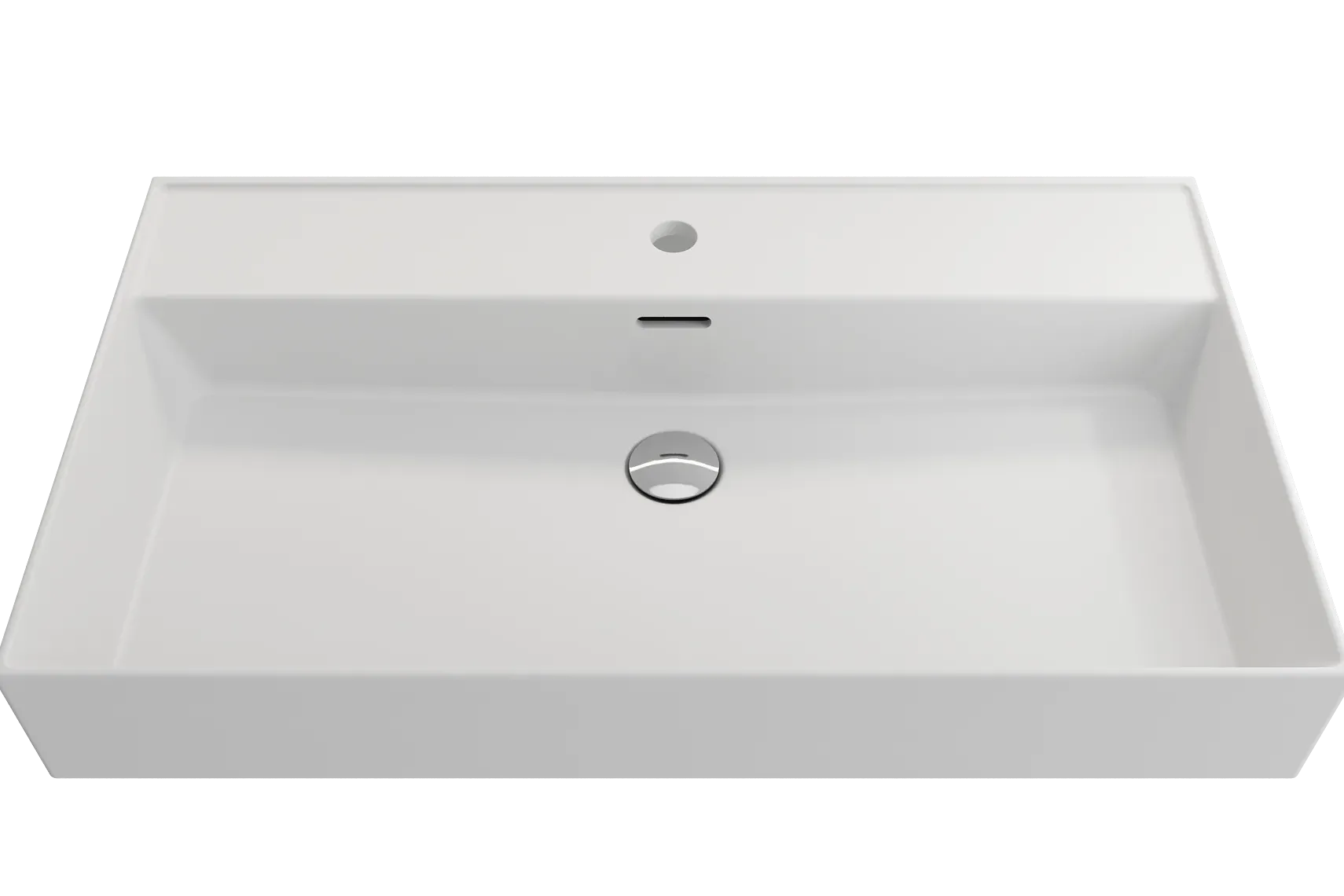 BOCCHI Milano 32" Rectangle Wallmount Fireclay Bathroom Sink, Matte White, Single Faucet Hole, 1377-002-0126