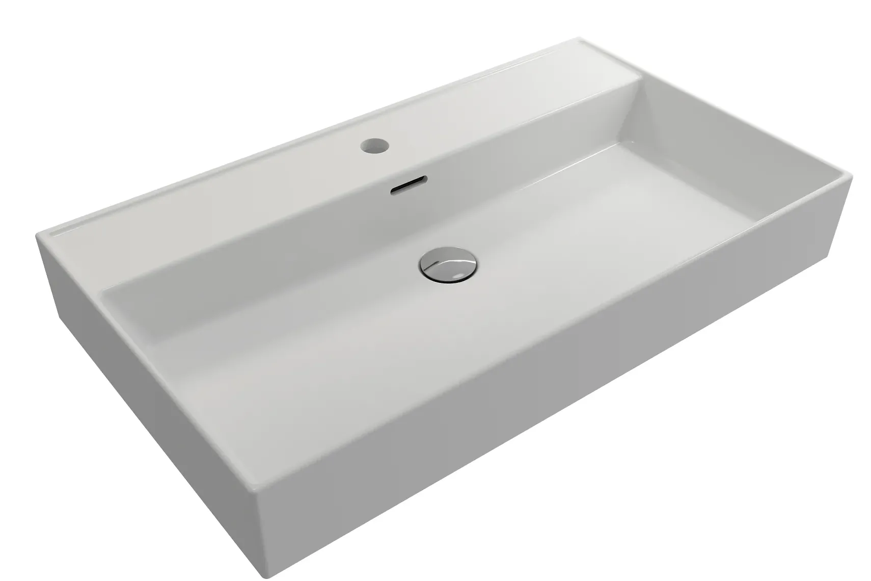 BOCCHI Milano 32" Rectangle Wallmount Fireclay Bathroom Sink, Matte White, Single Faucet Hole, 1377-002-0126