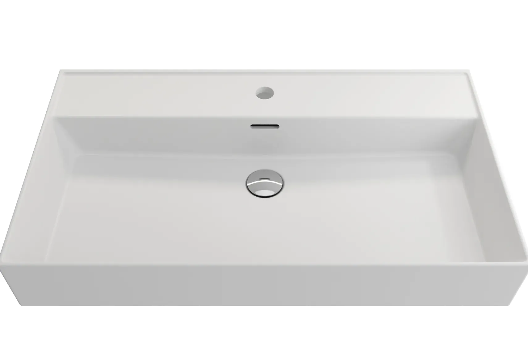 BOCCHI Milano 32" Rectangle Wallmount Fireclay Bathroom Sink, Matte White, Single Faucet Hole, 1377-002-0126
