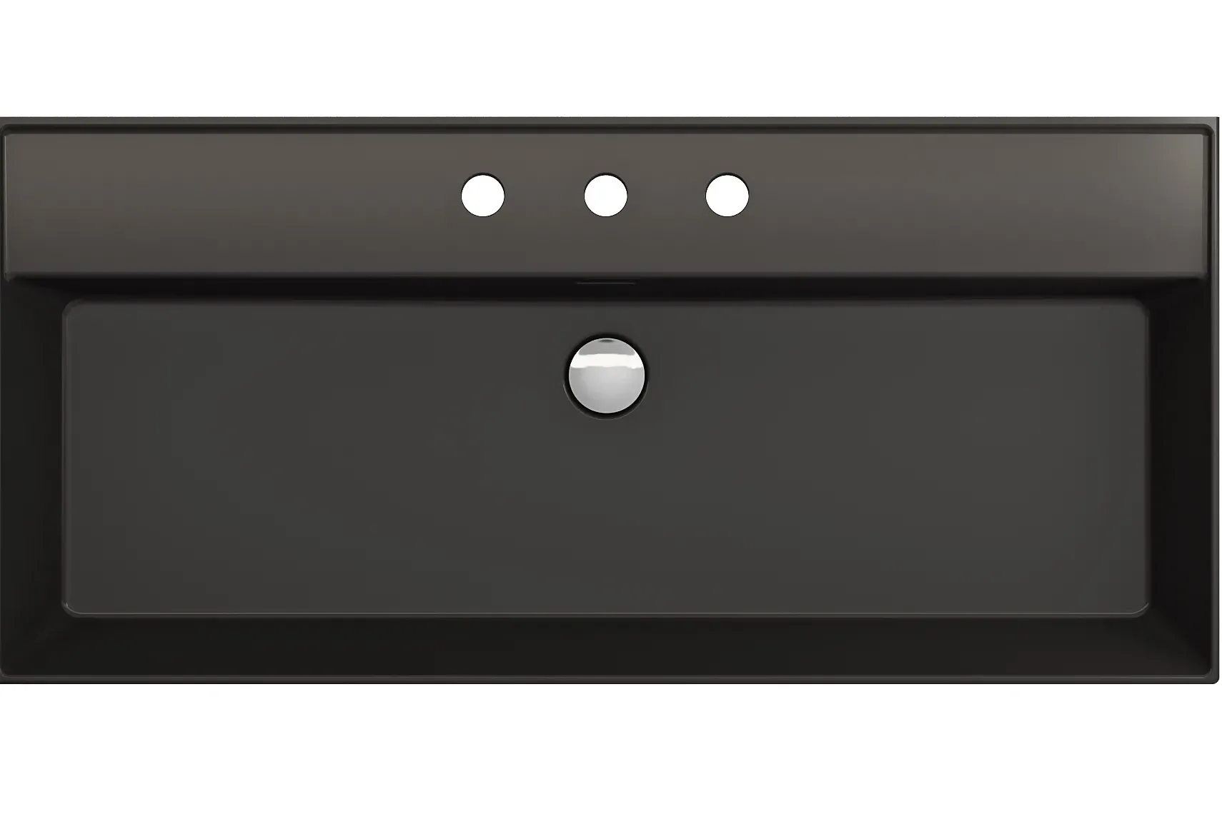 BOCCHI Milano 40" Rectangle Wallmount Fireclay Bathroom Sink, Matte Black, 3 Faucet Hole, 1378-004-0127