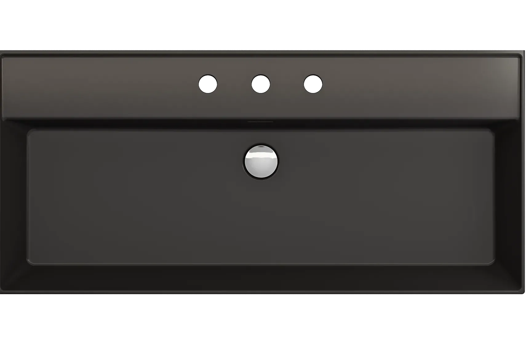 BOCCHI Milano 40" Rectangle Wallmount Fireclay Bathroom Sink, Matte Black, 3 Faucet Hole, 1378-004-0127