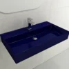 BOCCHI Milano 32" Rectangle Wallmount Fireclay Bathroom Sink, Sapphire Blue, Single Faucet Hole, 1377-010-0126