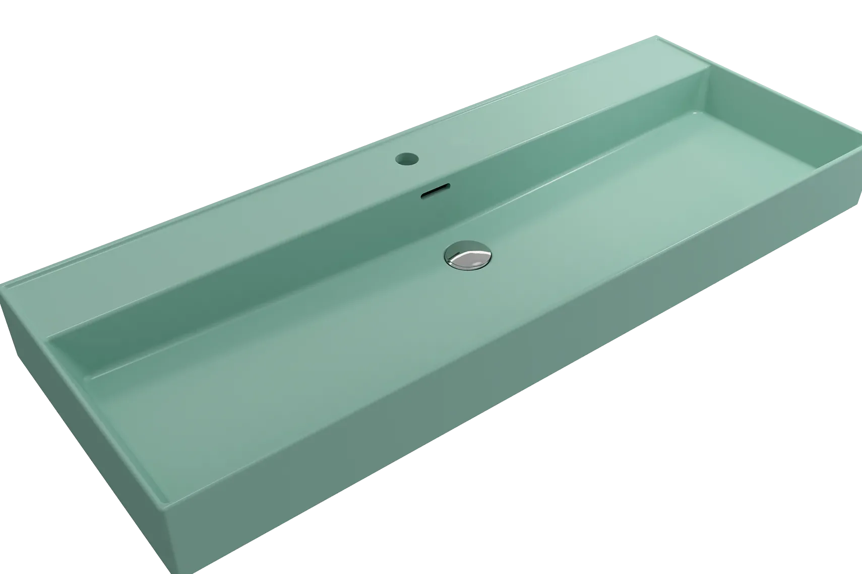 BOCCHI Milano 48" Rectangle Wallmount Fireclay Bathroom Sink, Matte Mint Green, Single Faucet Hole, 1394-033-0126