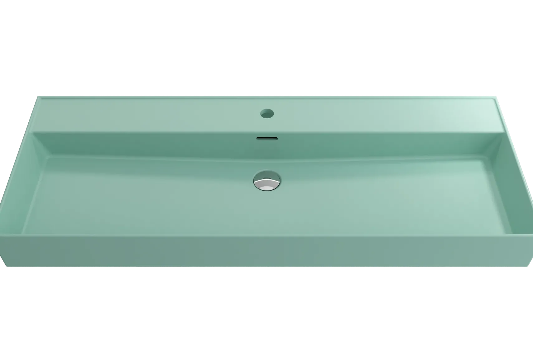 BOCCHI Milano 48" Rectangle Wallmount Fireclay Bathroom Sink, Matte Mint Green, Single Faucet Hole, 1394-033-0126