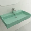 BOCCHI Milano 32" Rectangle Wallmount Fireclay Bathroom Sink, Matte Mint Green, Single Faucet Hole, 1377-033-0126