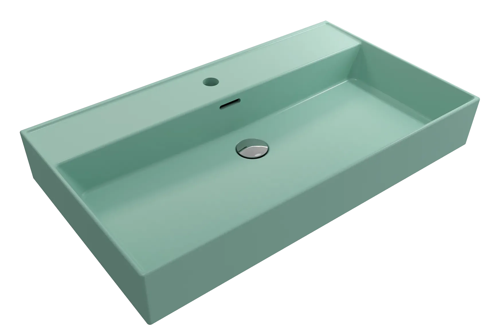 BOCCHI Milano 32" Rectangle Wallmount Fireclay Bathroom Sink, Matte Mint Green, Single Faucet Hole, 1377-033-0126
