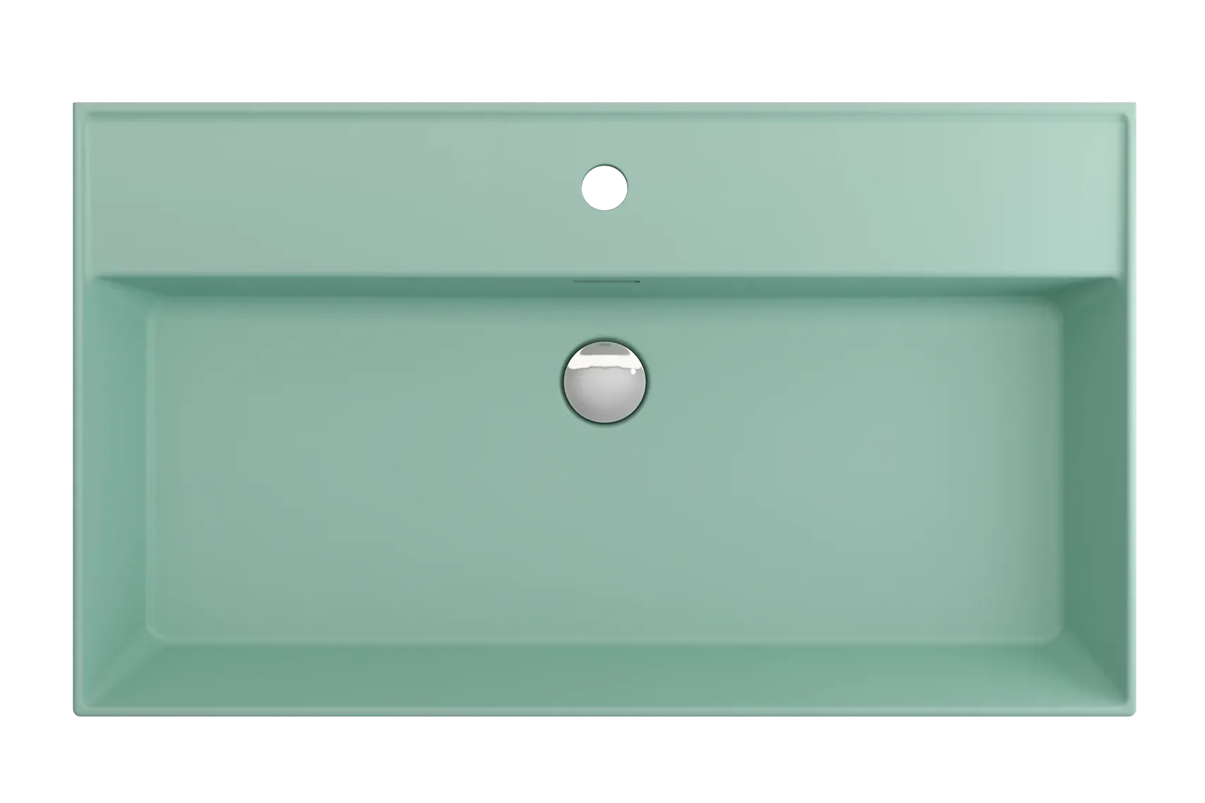 BOCCHI Milano 32" Rectangle Wallmount Fireclay Bathroom Sink, Matte Mint Green, Single Faucet Hole, 1377-033-0126