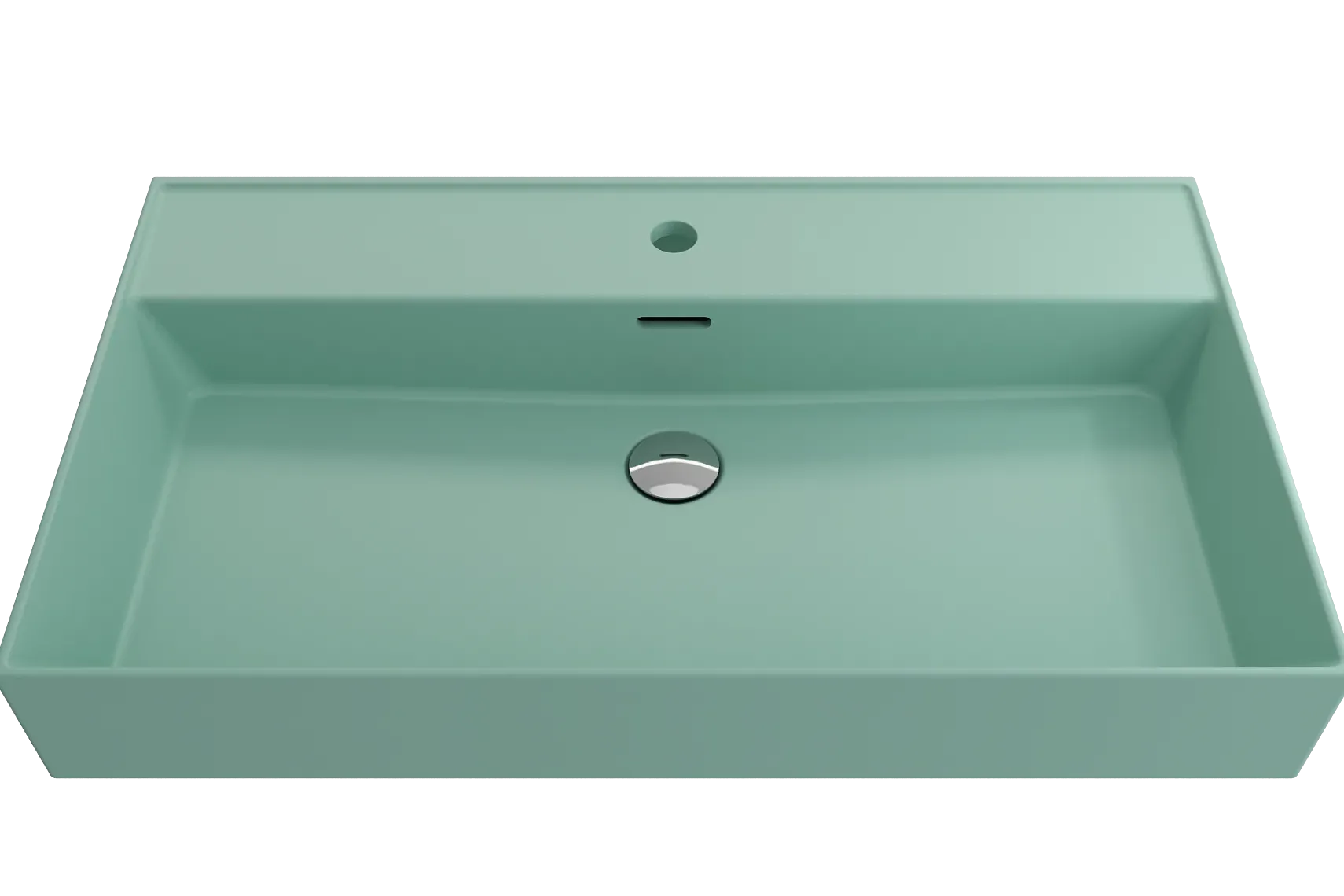 BOCCHI Milano 32" Rectangle Wallmount Fireclay Bathroom Sink, Matte Mint Green, Single Faucet Hole, 1377-033-0126