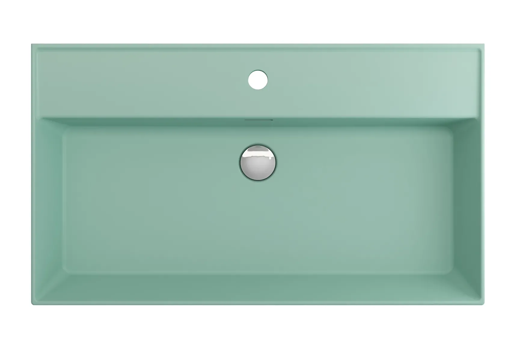 BOCCHI Milano 32" Rectangle Wallmount Fireclay Bathroom Sink, Matte Mint Green, Single Faucet Hole, 1377-033-0126