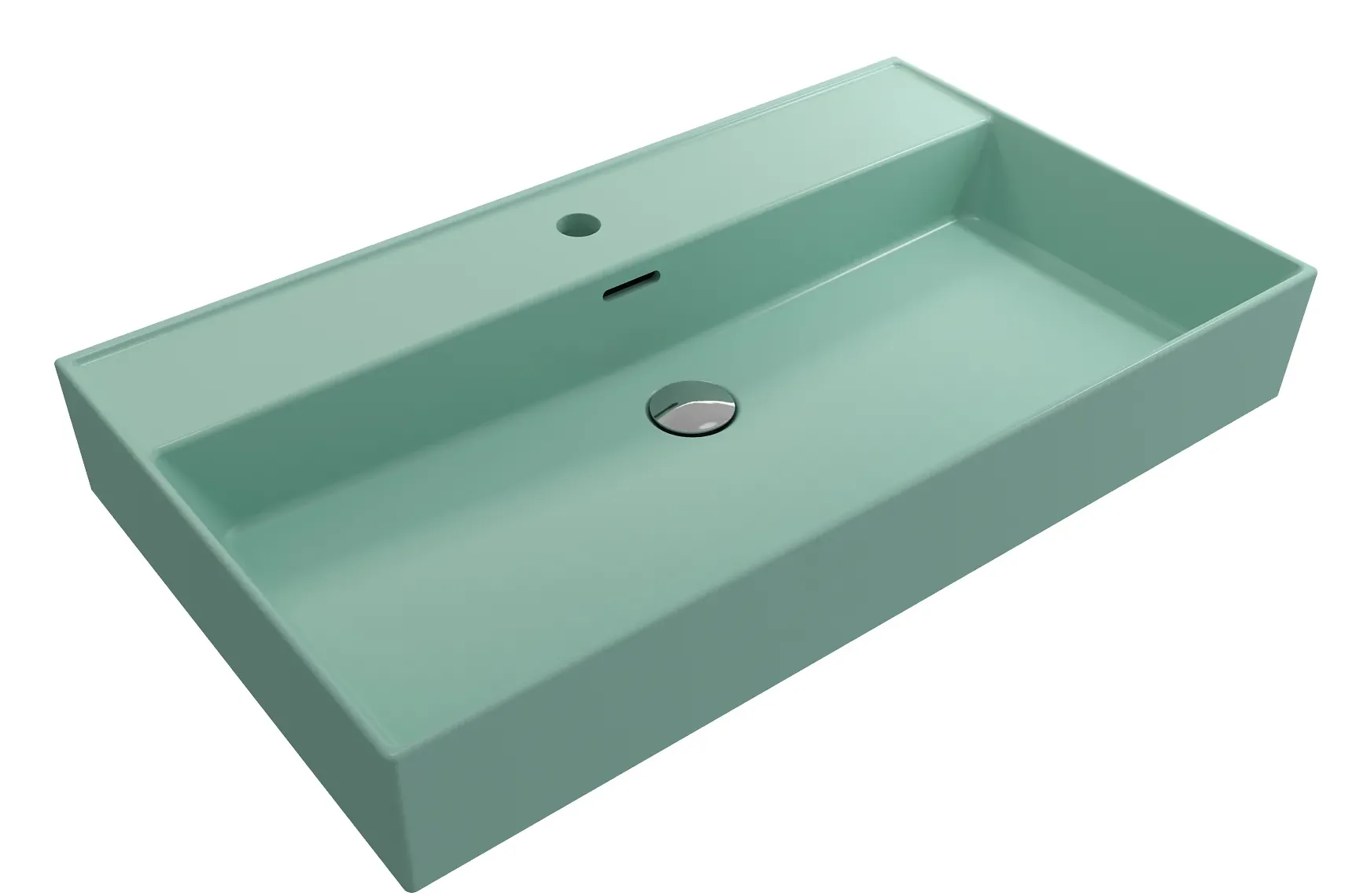 BOCCHI Milano 32" Rectangle Wallmount Fireclay Bathroom Sink, Matte Mint Green, Single Faucet Hole, 1377-033-0126