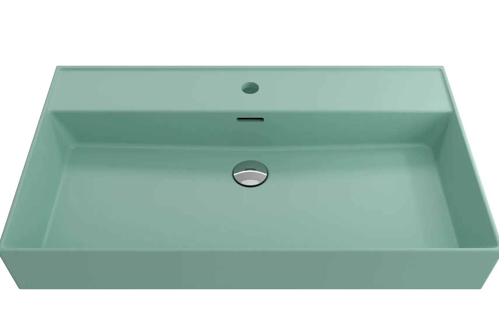 BOCCHI Milano 32" Rectangle Wallmount Fireclay Bathroom Sink, Matte Mint Green, Single Faucet Hole, 1377-033-0126