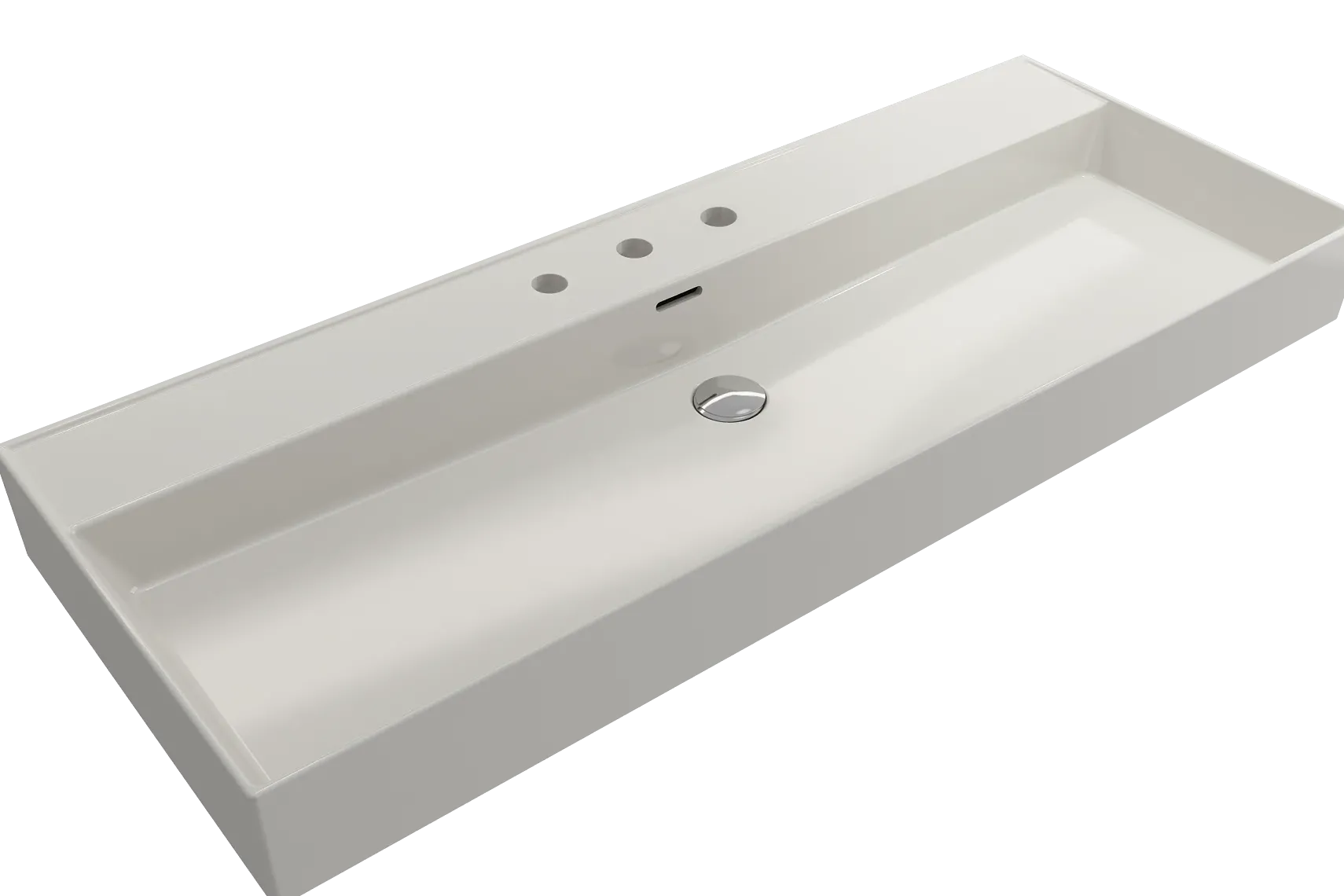 BOCCHI Milano 48" Rectangle Wallmount Fireclay Bathroom Sink, Biscuit, 3 Faucet Hole, 1394-014-0127