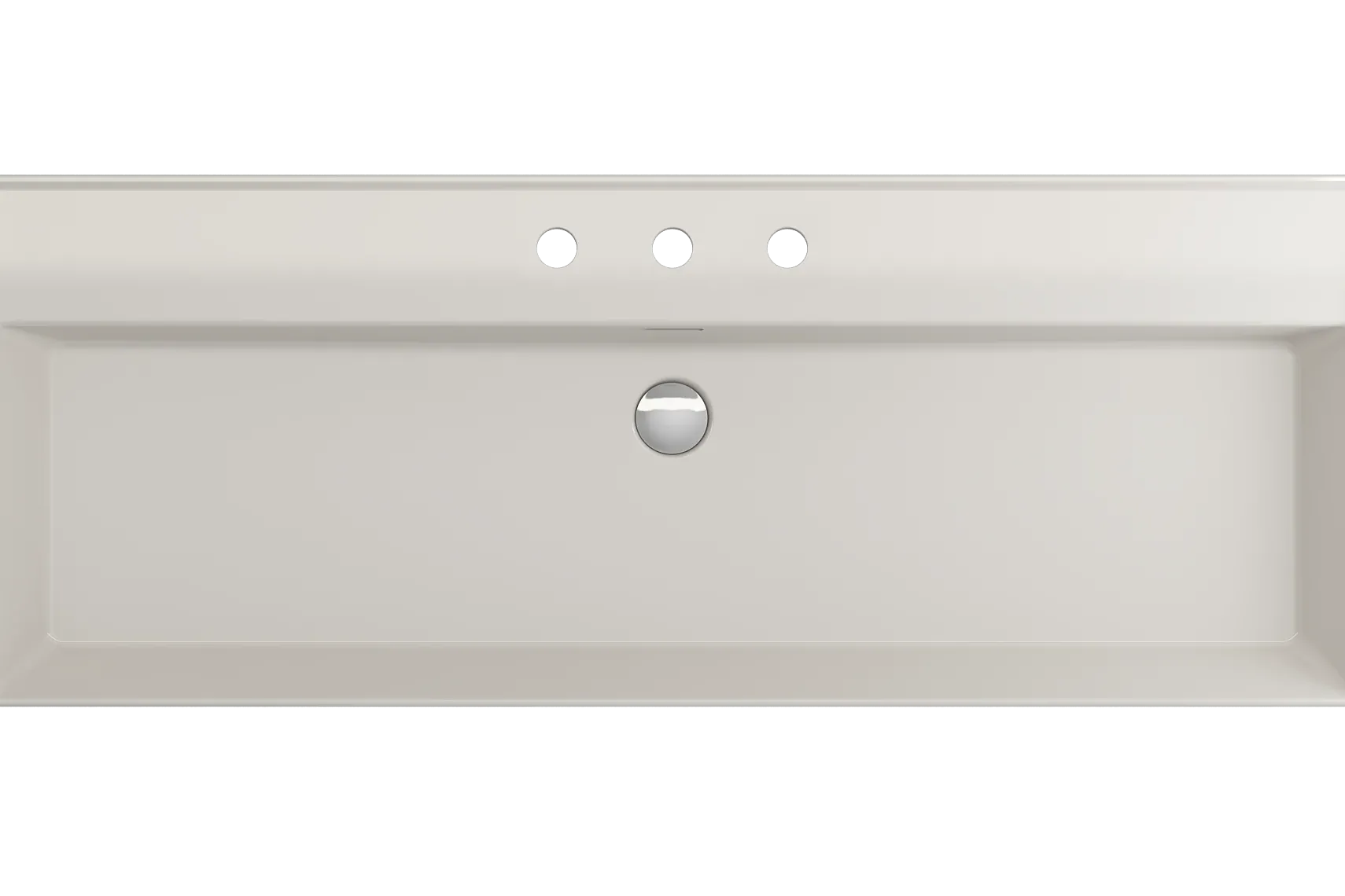 BOCCHI Milano 48" Rectangle Wallmount Fireclay Bathroom Sink, Biscuit, 3 Faucet Hole, 1394-014-0127