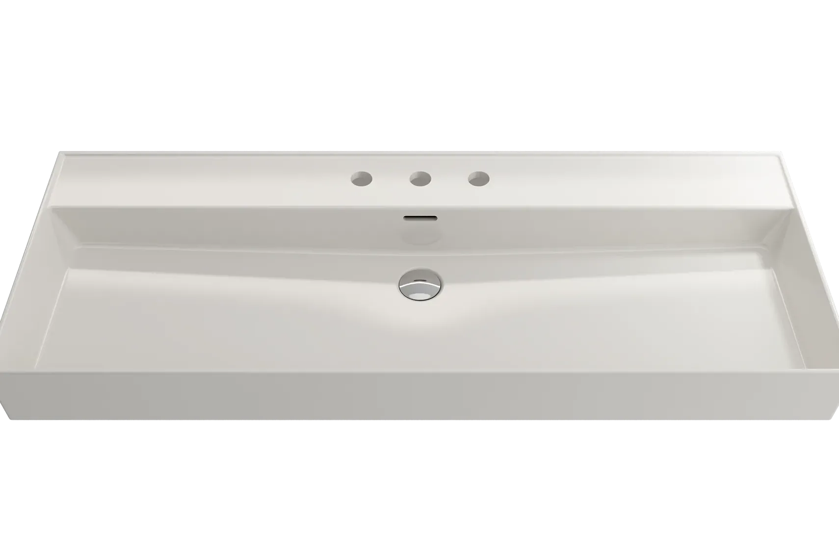 BOCCHI Milano 48" Rectangle Wallmount Fireclay Bathroom Sink, Biscuit, 3 Faucet Hole, 1394-014-0127