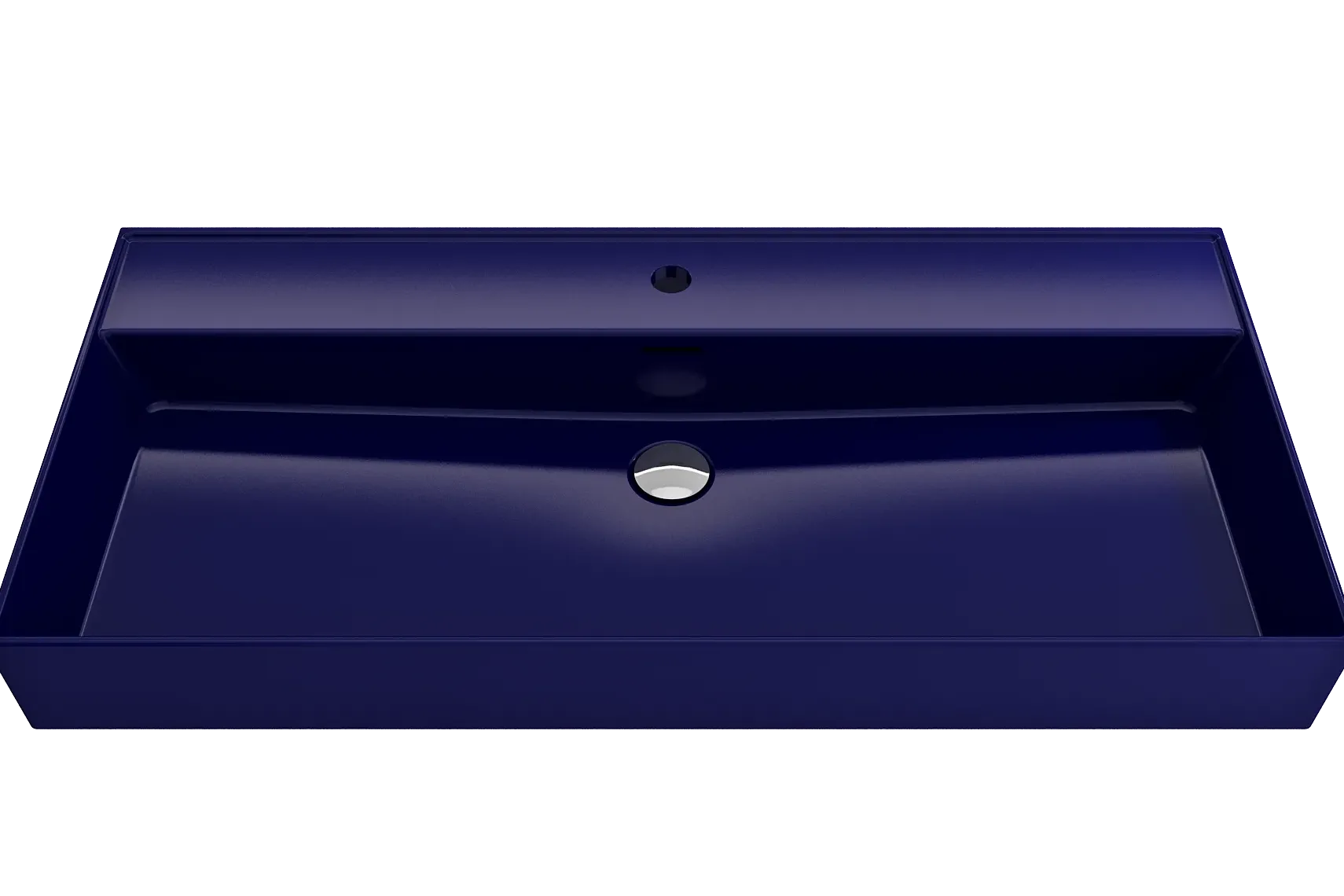 BOCCHI Milano 40" Rectangle Wallmount Fireclay Bathroom Sink, Sapphire Blue, Single Faucet Hole, 1378-010-0126