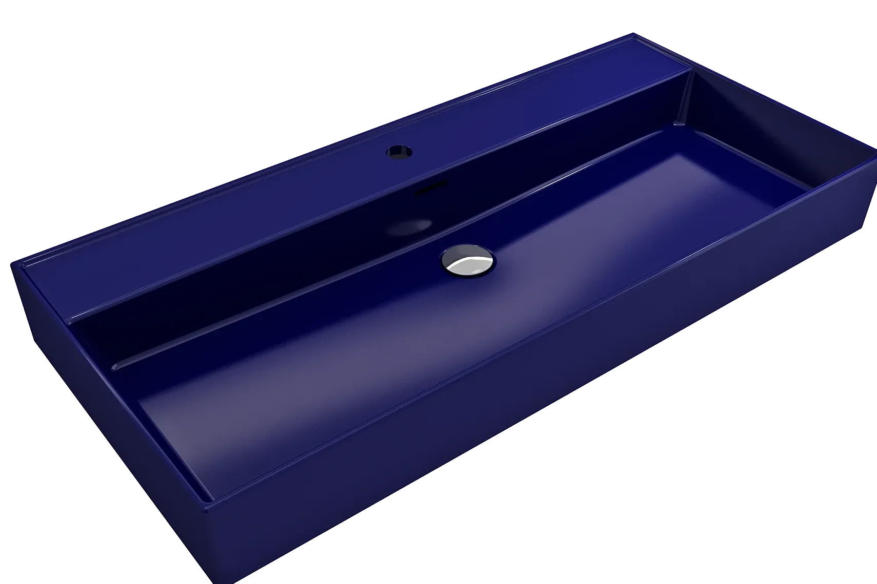 BOCCHI Milano 40" Rectangle Wallmount Fireclay Bathroom Sink, Sapphire Blue, Single Faucet Hole, 1378-010-0126