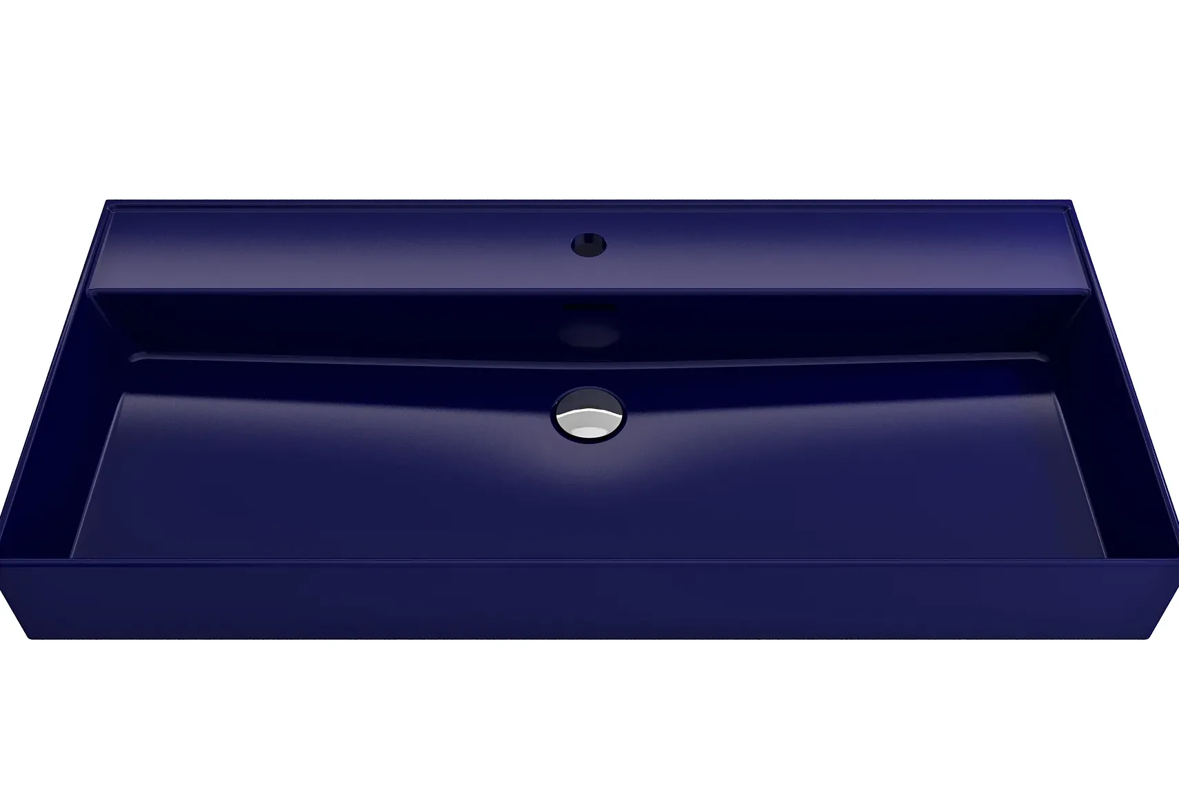 BOCCHI Milano 40" Rectangle Wallmount Fireclay Bathroom Sink, Sapphire Blue, Single Faucet Hole, 1378-010-0126