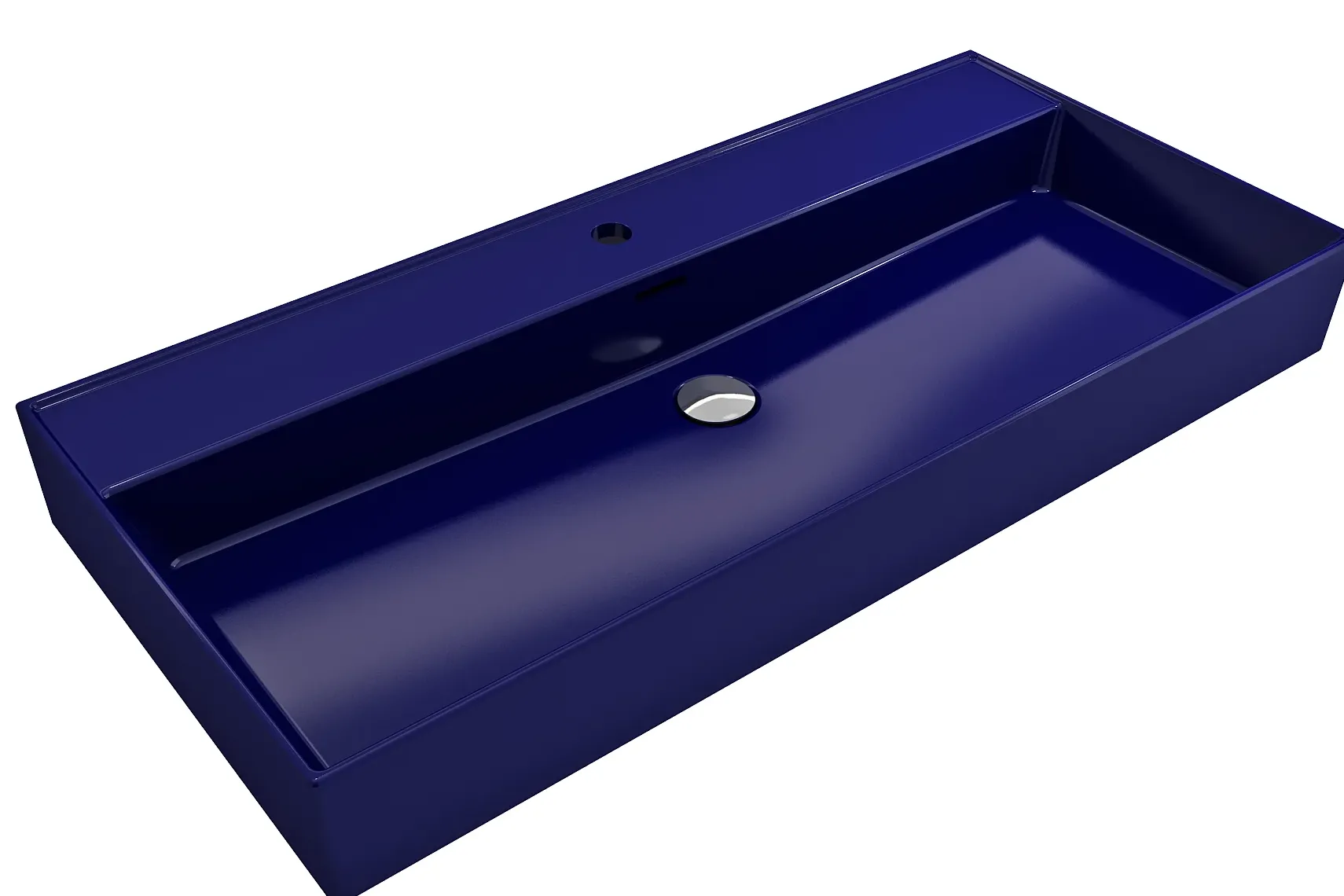 BOCCHI Milano 40" Rectangle Wallmount Fireclay Bathroom Sink, Sapphire Blue, Single Faucet Hole, 1378-010-0126