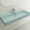 BOCCHI Milano 40" Rectangle Wallmount Fireclay Bathroom Sink, Matte Ice Blue, Single Faucet Hole, 1378-029-0126