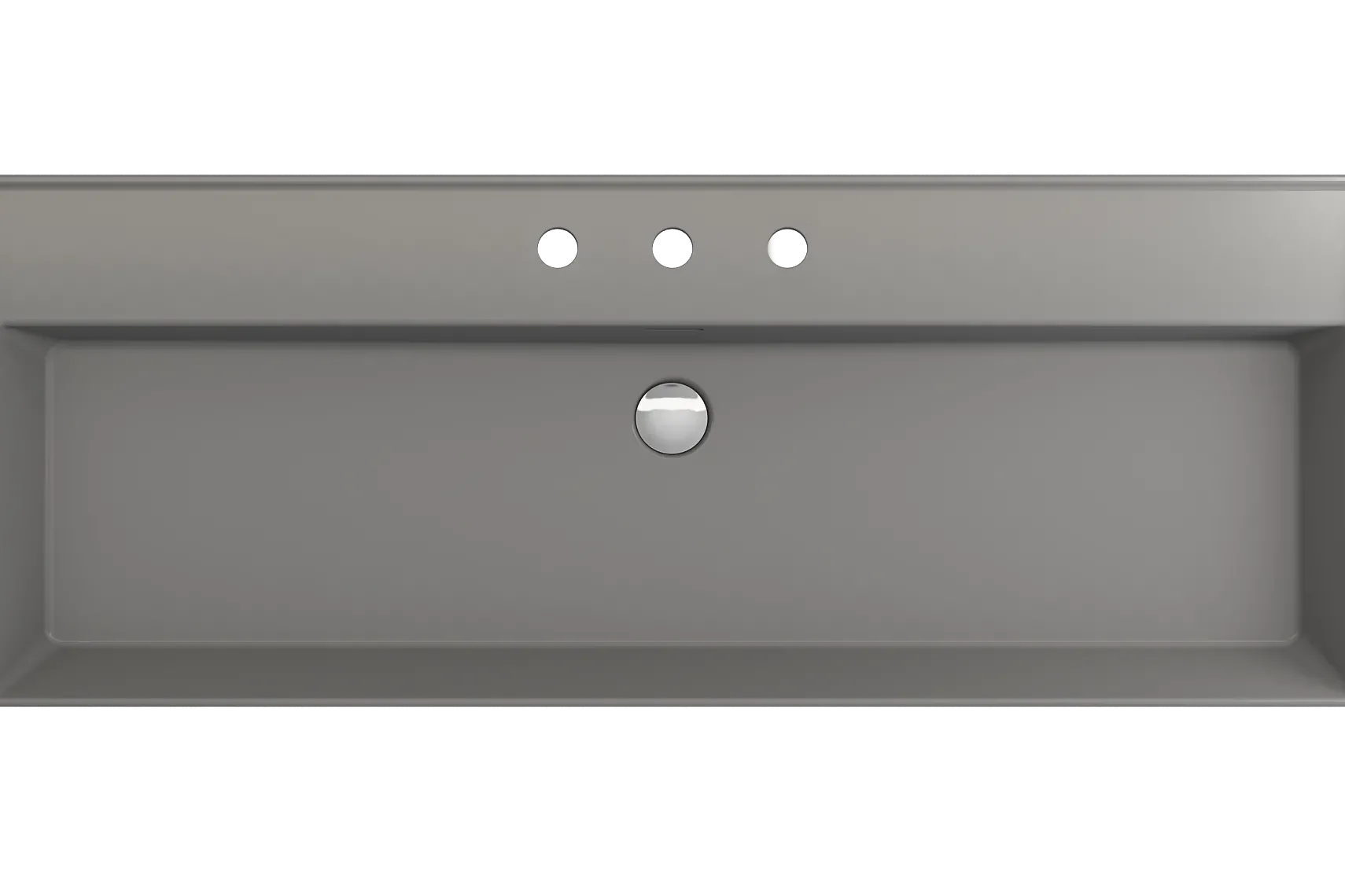 BOCCHI Milano 48" Rectangle Wallmount Fireclay Bathroom Sink, Matte Gray, 3 Faucet Hole, 1394-006-0127